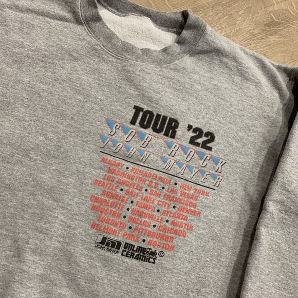 John Mayer Online Ceramics SOB Rock Tour '22 Sweatshirt Mens Small Gray Crewneck - Picture 3 of 8